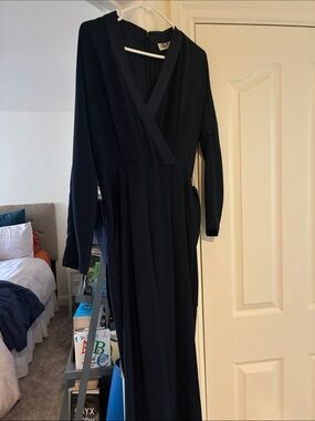Eliza JWomen's Navy Wrap Maxi Dress with tie belt